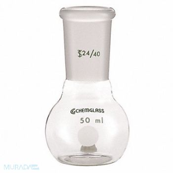 CHEMGLASS Flat Bottom Flask 250mL Borosilicate, 21UC69
