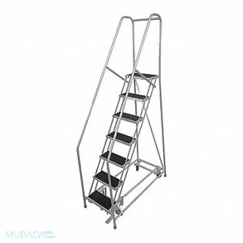 COTTERMAN Rolling Ladder Steel 100In. H. Gray, 21UT55