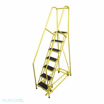 COTTERMAN Rolling Ladder Steel 100In. H. Yellow, 21UT26