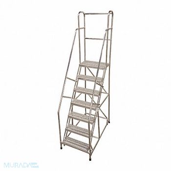 COTTERMAN Rolling Ladder Steel 100In. H. Gray, 21VE84