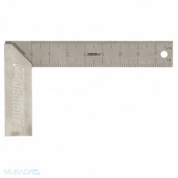 JOHNSON Try Square Alum/SS 8 in 1/8 1/16 in Grad, 21XK15