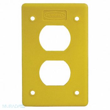 HUBBELL WIRING DEVICE-KELLEMS Duplex Cover Plate Non-Metallic Yellow, 21XL34