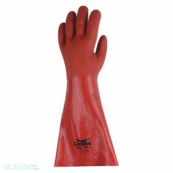 CONDOR Chem Resist Glove PVC 12 In L Red PR, 22KA62