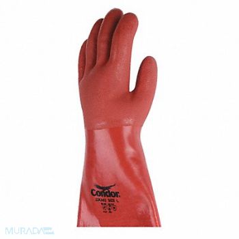 CONDOR Chem Resist Glove PVC 14 In L Red PR, 22KA63