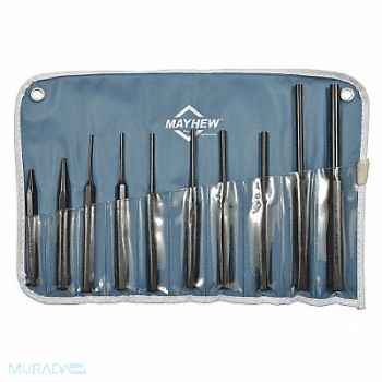 MAYHEW Drive Pin Punch Set 10 Pieces Steel, 22KK64