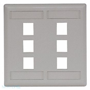 HUBBELL PREMISE WIRING Plate 6 Ports Office White Flush, 22LU94