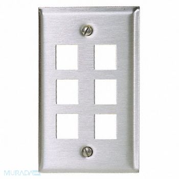 HUBBELL PREMISE WIRING Plate 6 Ports Gray Wall, 22LW30