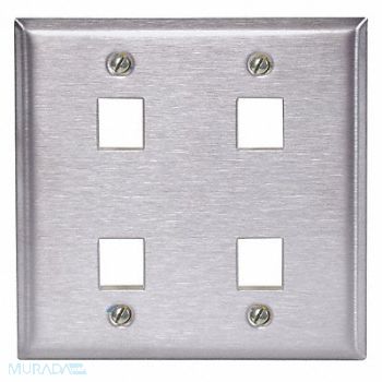 HUBBELL PREMISE WIRING Plate 4 Ports Gray Wall, 22LW31