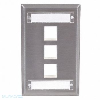 HUBBELL PREMISE WIRING Plate 3 Ports Gray, 22LW35