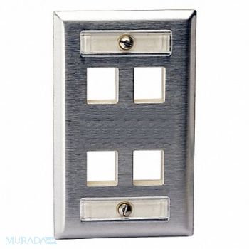 HUBBELL PREMISE WIRING Plate 4 Ports Gray, 22LW36