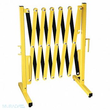 GRAINGER APPROVED Portable Barricade 38 H Ylw/Blk Steel, 22NY09