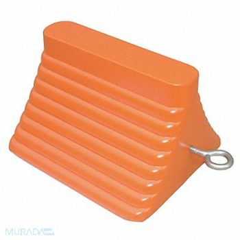 GRAINGER APPROVED Wheel Chock Molded Rbr w/Stl Grab Orange, 22XW71