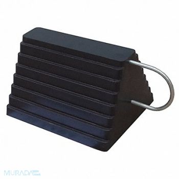 GRAINGER APPROVED Wheel Chock Molded Rbr w/Stl Grab Black, 22XW72