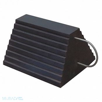 GRAINGER APPROVED Wheel Chock Molded Rbr w/Stl Grab Black, 22XW74