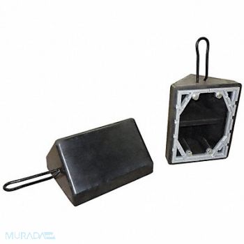 GRAINGER APPROVED Wheel Chock Molded Rbr w/Stl Grab Black, 22XW75