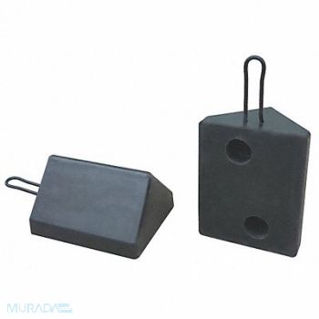 GRAINGER APPROVED Wheel Chock Molded Rbr w/Stl Grab Black, 22XW77
