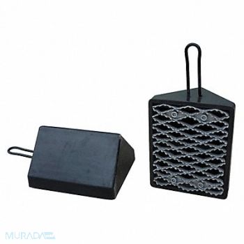 GRAINGER APPROVED Wheel Chock Molded Rbr w/Stl Grab Black, 22XW79