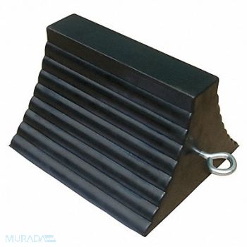 GRAINGER APPROVED Wheel Chock Molded Rbr w/Stl Grab Black, 22XW81
