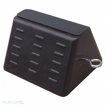 GRAINGER APPROVED Wheel Chock Molded Rbr w/Stl Grab Black, 22XW82