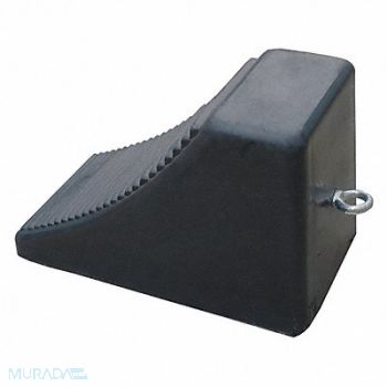 GRAINGER APPROVED Wheel Chock Molded Rbr w/Stl Grab Black, 22XW84