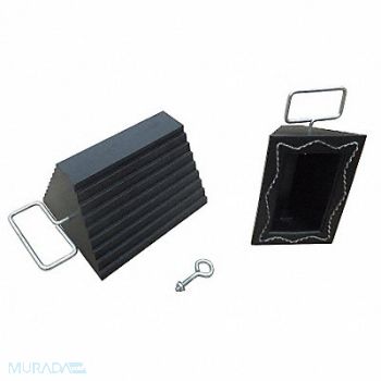 GRAINGER APPROVED Wheel Chock Molded Rbr w/Stl Grab Black, 22XW88