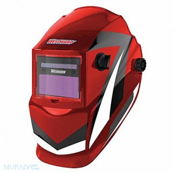 WESTWARD Auto Dark Weld Helmet 4 9-13 Red/Blk/Wht, 22XX41