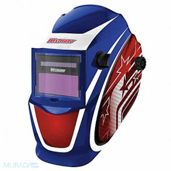 WESTWARD Auto Dark Weld Helmet 4 9-13 Red/Blu/Wht, 22XX42