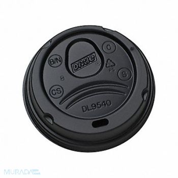 DIXIE Disp Hot Cup Lid 10 oz BLK PK1000, 22YJ73