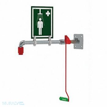 HUGHES SAFETY Drench Shower Wall Mount Stainless Steel, 287T62