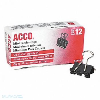 ACCO Binder Clip Blk/Slvr Plastic/Steel PK12, 23K171