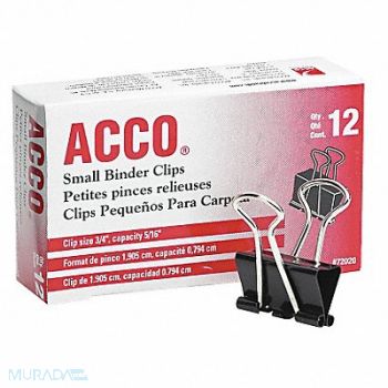 ACCO Binder Clip Blk/Slvr Plastic/Steel PK12, 23K172