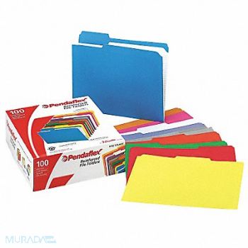 PENDAFLEX Letter File Folders Assorted PK100, 23K439