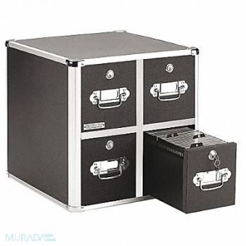VAULTZ CD/DVD File w/Lock 4-Drawer Black, 23L354