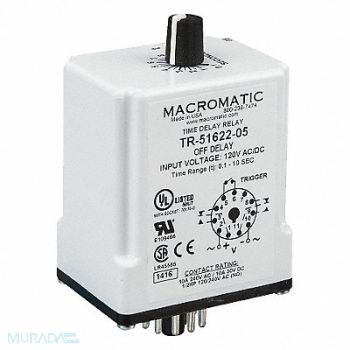 MACROMATIC H7804 Time Delay Relay 240VAC 10A DPDT 9 sec., 33VC19