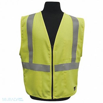 KISHIGO Flame Rsist Hi Vis Vest Class 2 L Lime, 23NZ85