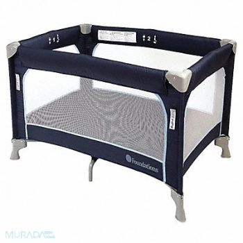 FOUNDATIONS Play Yard Crib Blue 3/4 in Mattress, 23TL93