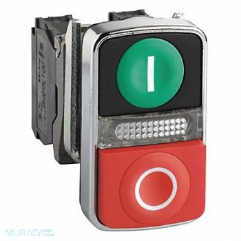 SCHNEIDER ELECTRIC Illum Push Button 22mm 1NO/1NC Green/Red, 23V761