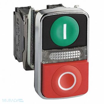 SCHNEIDER ELECTRIC Illum Push Button 22mm 1NO/1NC Green/Red, 23V762