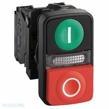 SCHNEIDER ELECTRIC Illum Push Button 22mm 1NO/1NC Green/Red, 23V765