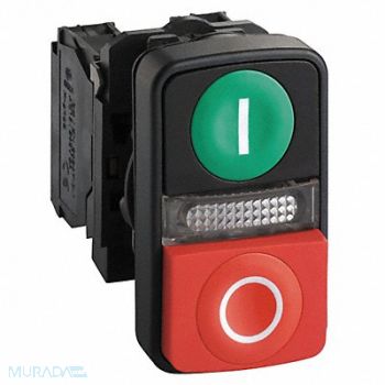 SCHNEIDER ELECTRIC Illum Push Button 22mm 1NO/1NC Green/Red, 23V766