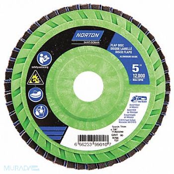 NORTON H5963 Fiber Disc 5 in Dia 7/8in Arbor P80 Grit, 23Z495