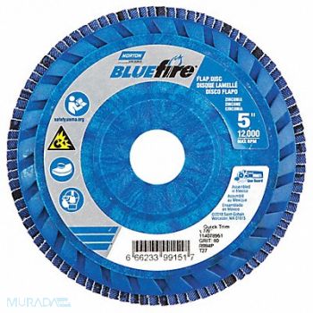 NORTON H5965 Fiber Disc 5 in Dia 7/8in Arbor P80 Grit, 23Z501