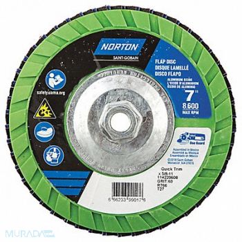 NORTON H5974 Fiber Disc 7 in Dia 5/8in Arbor P60 Grit, 23Z523