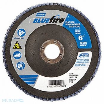 NORTON H7383 Fiber Disc 6 in Dia 7/8in Arbor P24 Grit, 23Z614
