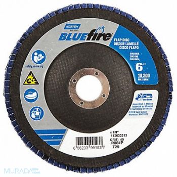 NORTON H7383 Fiber Disc 6 in Dia 7/8in Arbor P40 Grit, 23Z616