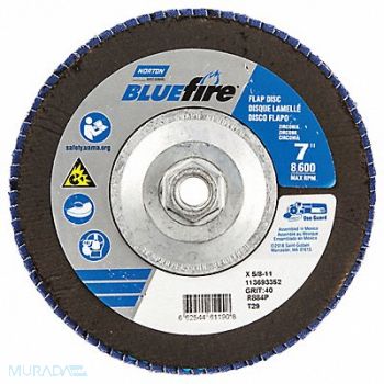 NORTON H7386 Fiber Disc 7 in Dia 5/8in Arbor P40 Grit, 23Z631