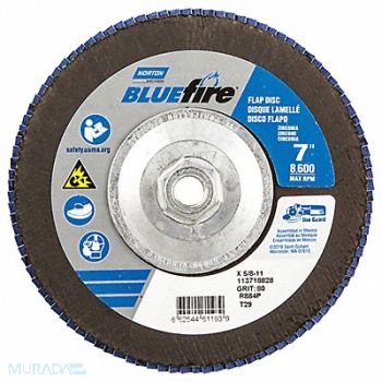 NORTON H7386 Fiber Disc 7 in Dia 5/8in Arbor P80 Grit, 23Z633