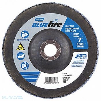 NORTON H7388 Fiber Disc 7 in Dia 7/8in Arbor P24 Grit, 23Z644