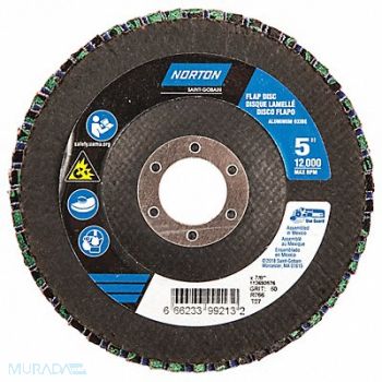 NORTON H5964 Fiber Disc 5 in Dia 7/8in Arbor P60 Grit, 23Z668