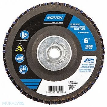 NORTON H5968 Fiber Disc 6 in Dia 5/8in Arbor P40 Grit, 23Z674